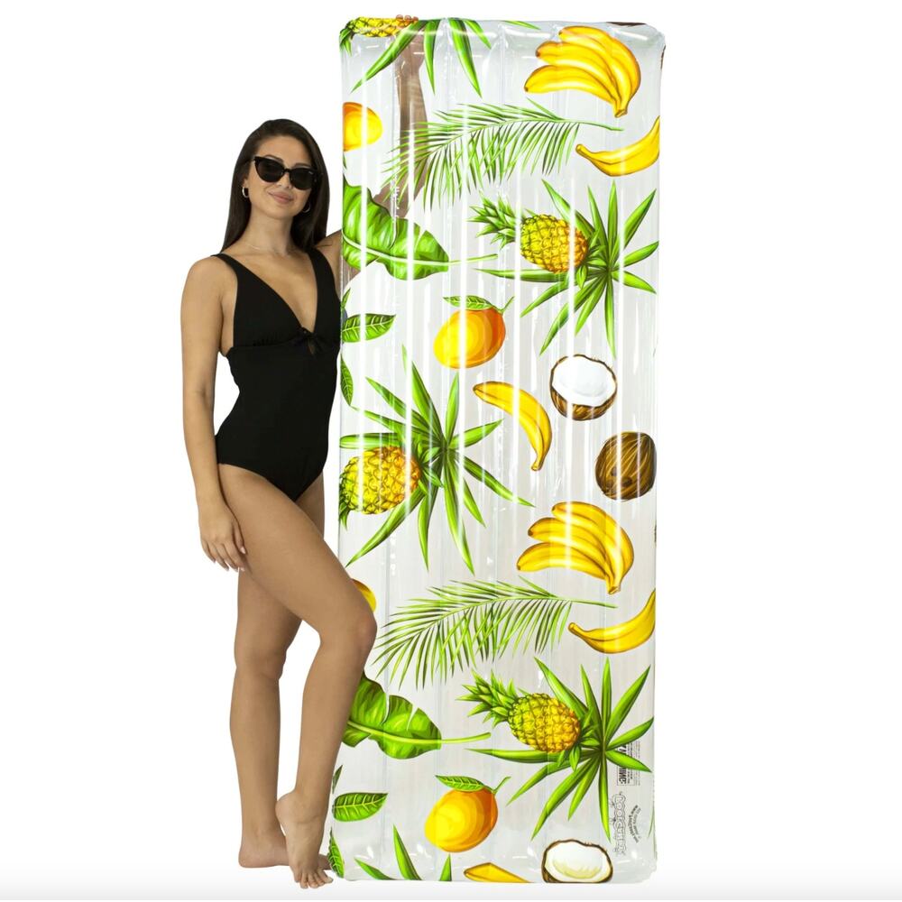 PoolCandy NEW Deluxe Inflatable Pool Raft Tropical Fruit Print 74"